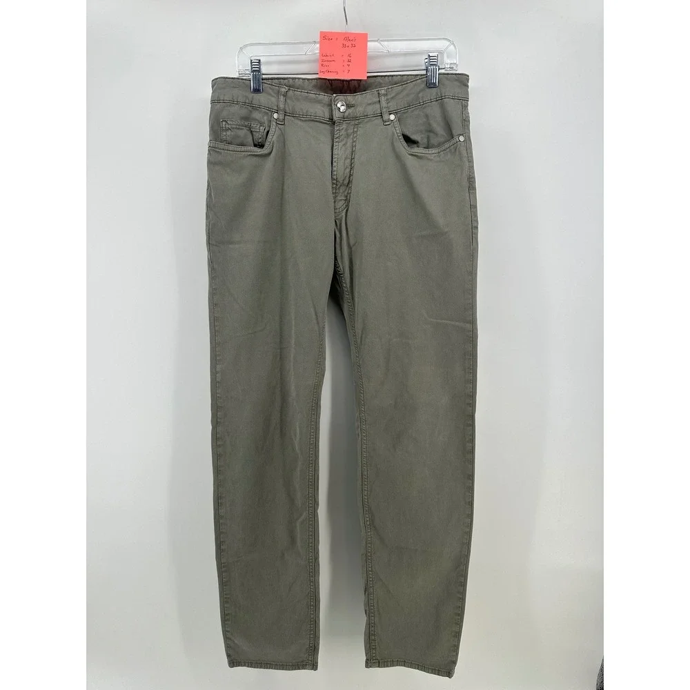 Peter Millar Crown Crafted Men 33x32 Olive Green 5-Pocket Pants MS24XB60FB
